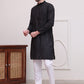 Pure Cotton Solid Kurta Pyjama Set ( JOKP P 5101Black )