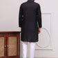 Pure Cotton Solid Kurta Pyjama Set ( JOKP P 5101Black )