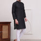 Pure Cotton Solid Kurta Pyjama Set ( JOKP P 5101Black )