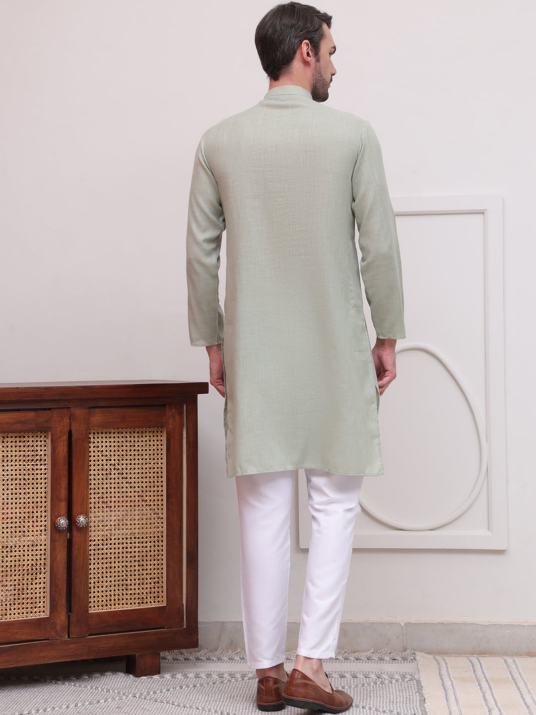 Pure Cotton Solid Kurta Pyjama Set ( JOKP P 5101Pista )