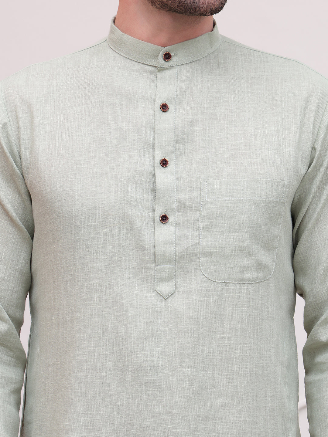 Pure Cotton Solid Kurta Pyjama Set ( JOKP P 5101Pista )