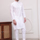 Pure Cotton Solid Kurta Pyjama Set ( JOKP P 5101White )