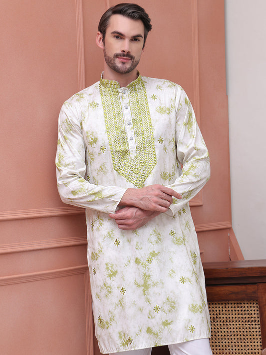 Stone Print With Embroidered kurta Set ( JOKP P 5102Green )