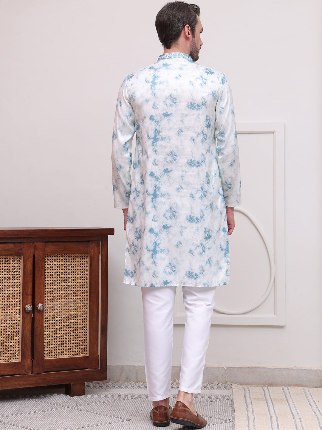 Stone Print With Embroidered kurta Set ( JOKP P 5102Sky )
