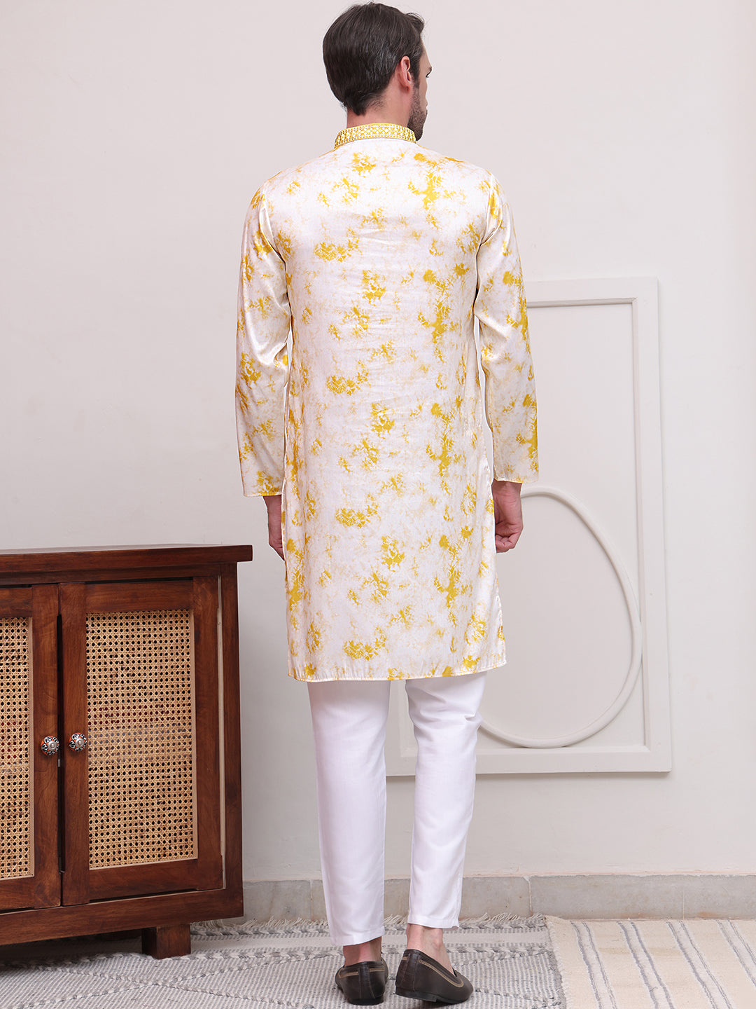 Stone Print With Embroidered kurta Set ( JOKP P 5102Yellow )