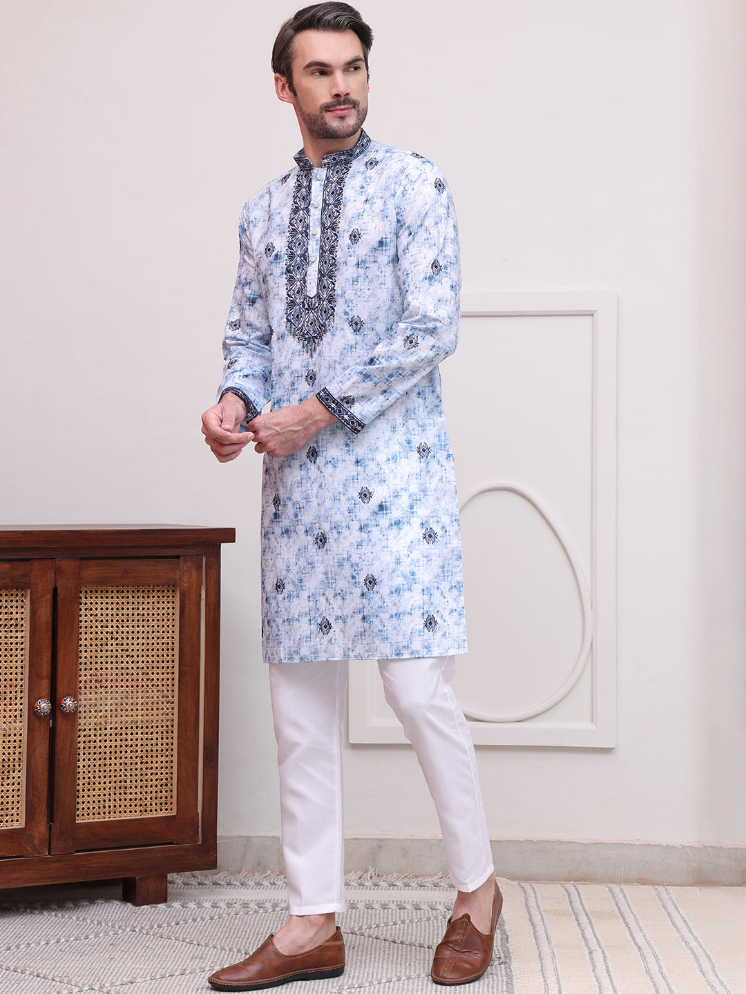 Stone Print With Embroidered kurta Set ( JOKP P 5103Blue )
