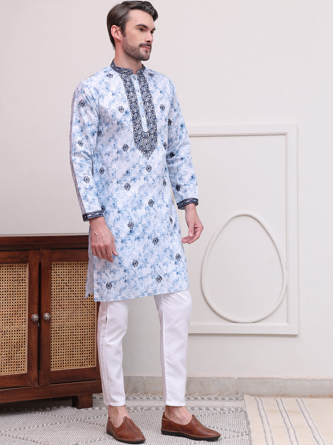 Stone Print With Embroidered kurta Set ( JOKP P 5103Blue )