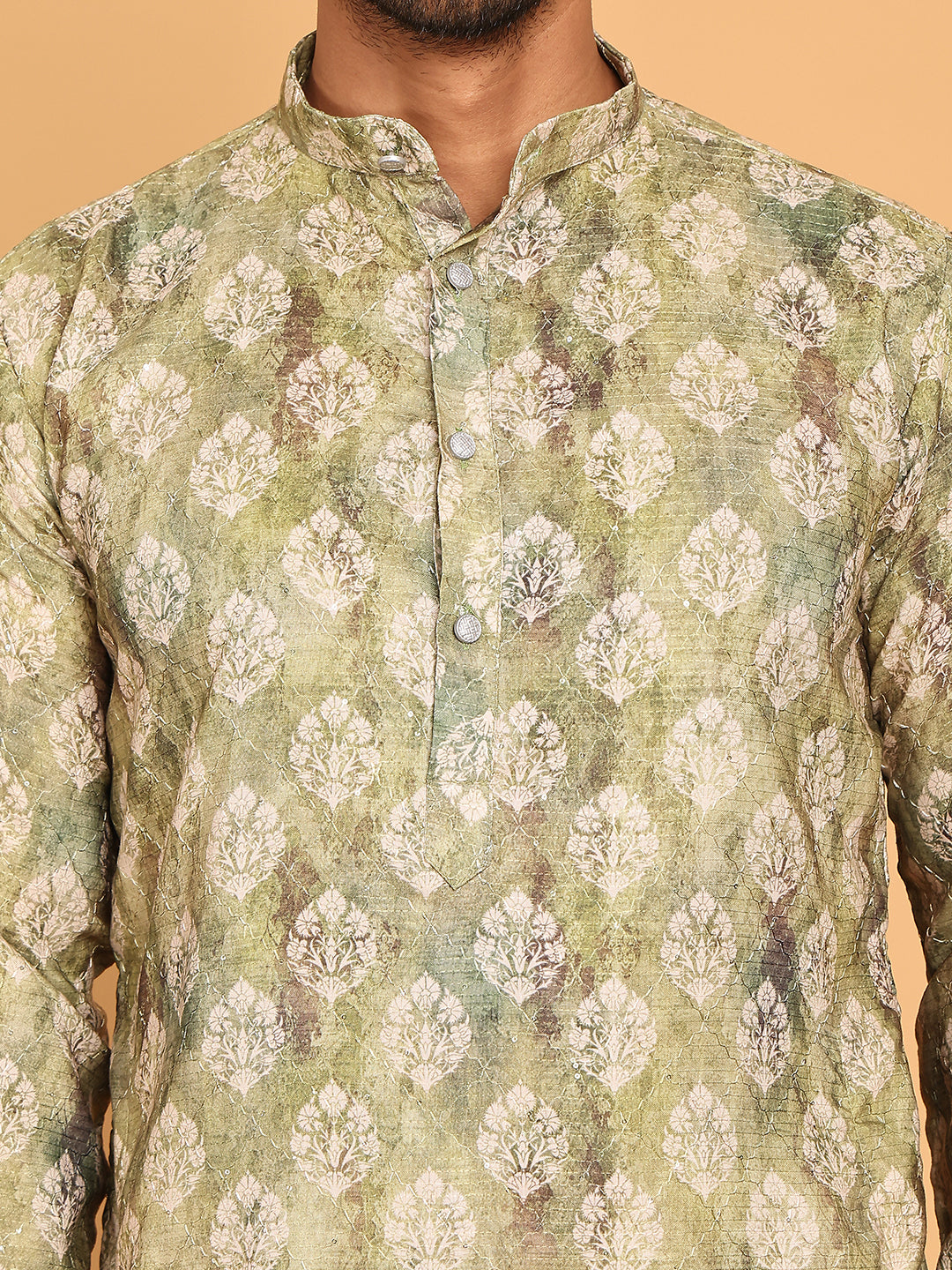 Digital Printed Kurta Pyjama Set ( JOKP P 5104 Green )