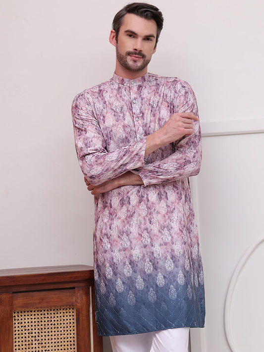 Digital Printed Kurta Pyjama Set ( JOKP P 5104Magenta )