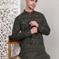 Sequin & Embroidered Kurta with Pyjamas ( JOKP P 5107Olive ) [FF] [N-1]