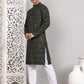 Sequin & Embroidered Kurta with Pyjamas ( JOKP P 5107Olive ) [FF] [N-1]