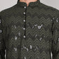 Sequin & Embroidered Kurta with Pyjamas ( JOKP P 5107Olive ) [FF] [N-1]