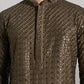 Viscose Sequins and Embroidered Kurta Set for Men ( JOKP P 5108Mehndi ) [FF] [I-1-4]