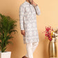 Chikankari Embroidered & Printed Kurta Set ( JOKP P 5109Off-White )