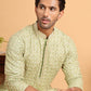 Embroidered Viscose Kurta Set For Men ( JOKP P 5110Green )