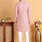 Embroidered Viscose Kurta Set For Men ( JOKP P 5110Pink )