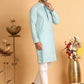 Embroidered Viscose Kurta Set For Men ( JOKP P 5110Sky )