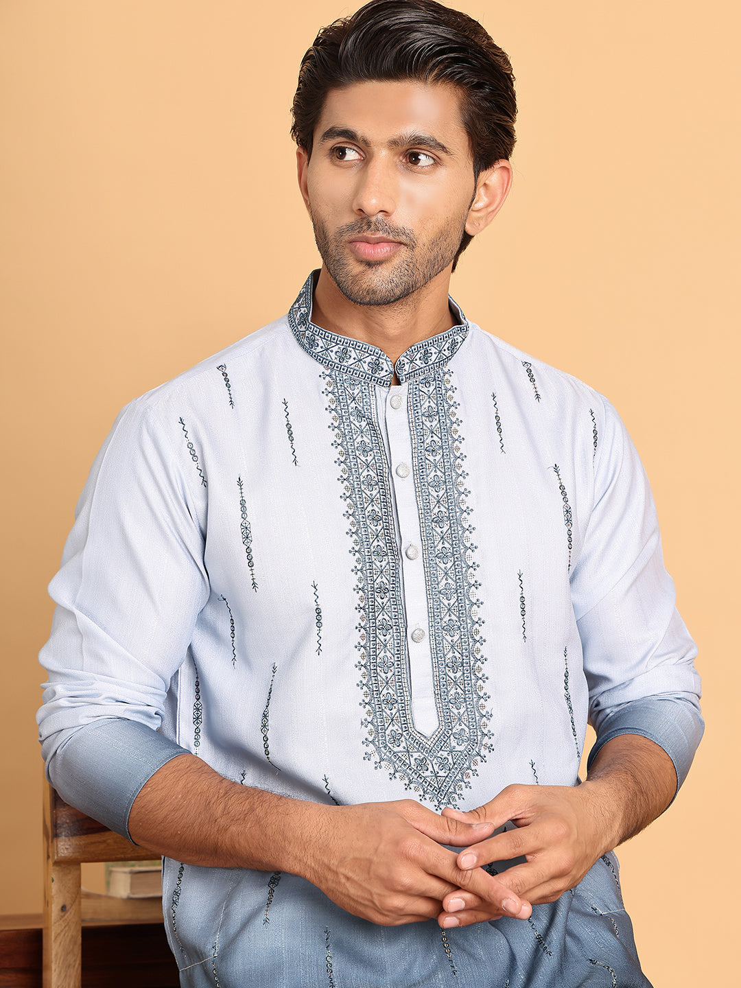 Ombre Printed Straght Kurta Pyjama for Men ( JOKP P 5111Blue )