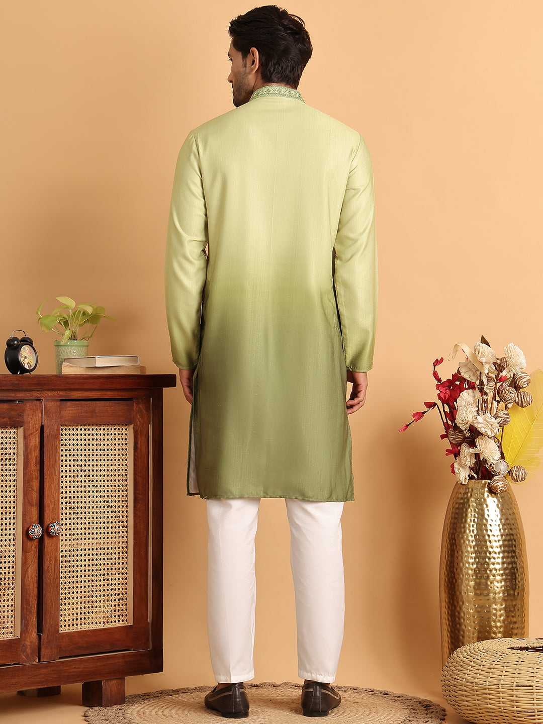 Ombre Printed Straght Kurta Pyjama for Men ( JOKP P 5111Green ) [FF] [I-1-4]