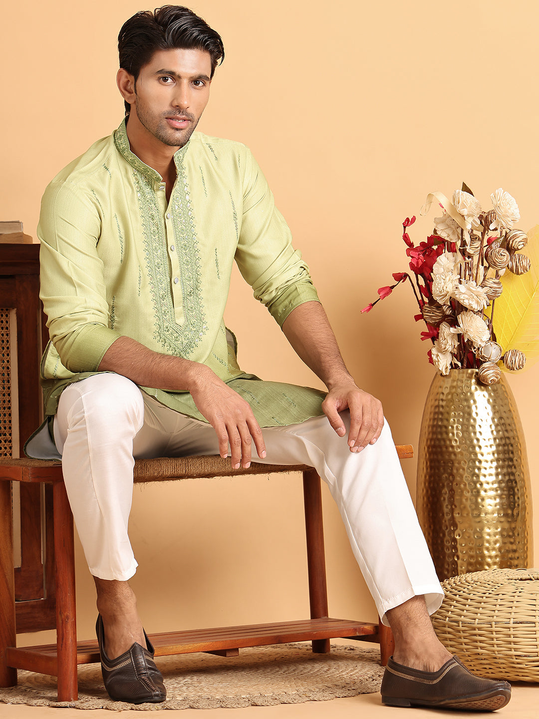 Ombre Printed Straght Kurta Pyjama for Men ( JOKP P 5111Green ) [FF] [I-1-4]