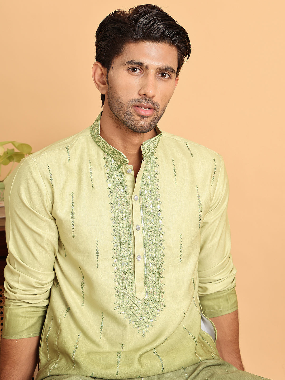 Ombre Printed Straght Kurta Pyjama for Men ( JOKP P 5111Green ) [FF] [I-1-4]