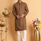 Sequins & Embroidered Viscose Kurta Set For Men ( JOKP P 5113Brown )