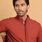 Sequins & Embroidered Viscose Kurta Set For Men ( JOKP P 5113Rust )
