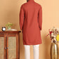 Sequins & Embroidered Viscose Kurta Set For Men ( JOKP P 5113Rust )