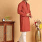 Sequins & Embroidered Viscose Kurta Set For Men ( JOKP P 5113Rust )