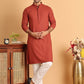Sequins & Embroidered Viscose Kurta Set For Men ( JOKP P 5113Rust )