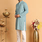Embroidered & Sequins Straight Kurta Set For Men ( JOKP P 5116Blue )