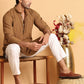 Embroidered & Sequins Straight Kurta Set For Men ( JOKP P 5116Brown )