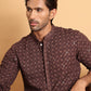 Embroidered & Sequins Straight Kurta Set For Men ( JOKP P 5117Coffee ) [FF] [O-19]