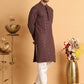 Embroidered & Sequins Straight Kurta Set For Men ( JOKP P 5117Coffee ) [FF] [O-19]
