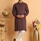 Embroidered & Sequins Straight Kurta Set For Men ( JOKP P 5117Coffee ) [FF] [O-19]