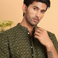 Embroidered & Sequins Straight Kurta Set For Men ( JOKP P 5117Olive ) [FF] [O-19]