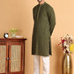 Embroidered & Sequins Straight Kurta Set For Men ( JOKP P 5117Olive ) [FF] [O-19]