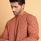 Embroidered & Sequins Straight Kurta Set For Men ( JOKP P 5117Rust )