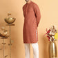 Embroidered & Sequins Straight Kurta Set For Men ( JOKP P 5117Rust )