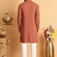 Embroidered & Sequins Straight Kurta Set For Men ( JOKP P 5117Rust )