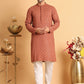 Embroidered & Sequins Straight Kurta Set For Men ( JOKP P 5117Rust )