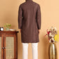 Embroidered Straight Kurta Set For Men ( JOKP P 5118Coffee )