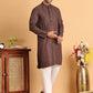 Embroidered Straight Kurta Set For Men ( JOKP P 5118Coffee )