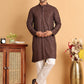 Embroidered Straight Kurta Set For Men ( JOKP P 5118Coffee )