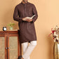 Embroidered Straight Kurta Set For Men ( JOKP P 5118Coffee )