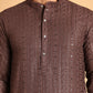 Embroidered Straight Kurta Set For Men ( JOKP P 5118Coffee )