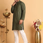 Embroidered Straight Kurta Set For Men ( JOKP P 5118Mehndi )