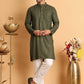 Embroidered Straight Kurta Set For Men ( JOKP P 5118Mehndi )