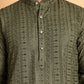 Embroidered Straight Kurta Set For Men ( JOKP P 5118Mehndi )