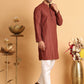 Embroidered Straight Kurta Set For Men ( JOKP P 5118Rust )